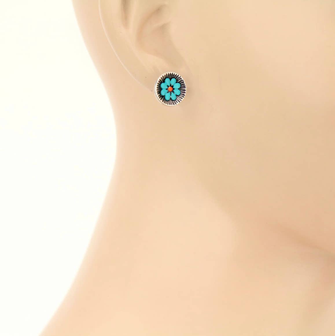Flower Round Stud Earrings