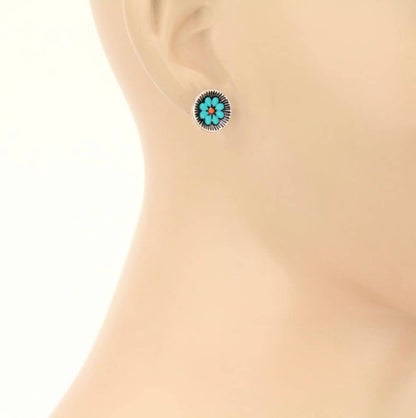Flower Round Stud Earrings