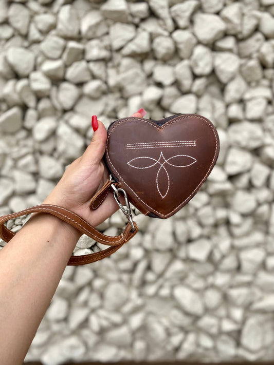 Heart Shaped Vintage Leather wristlet