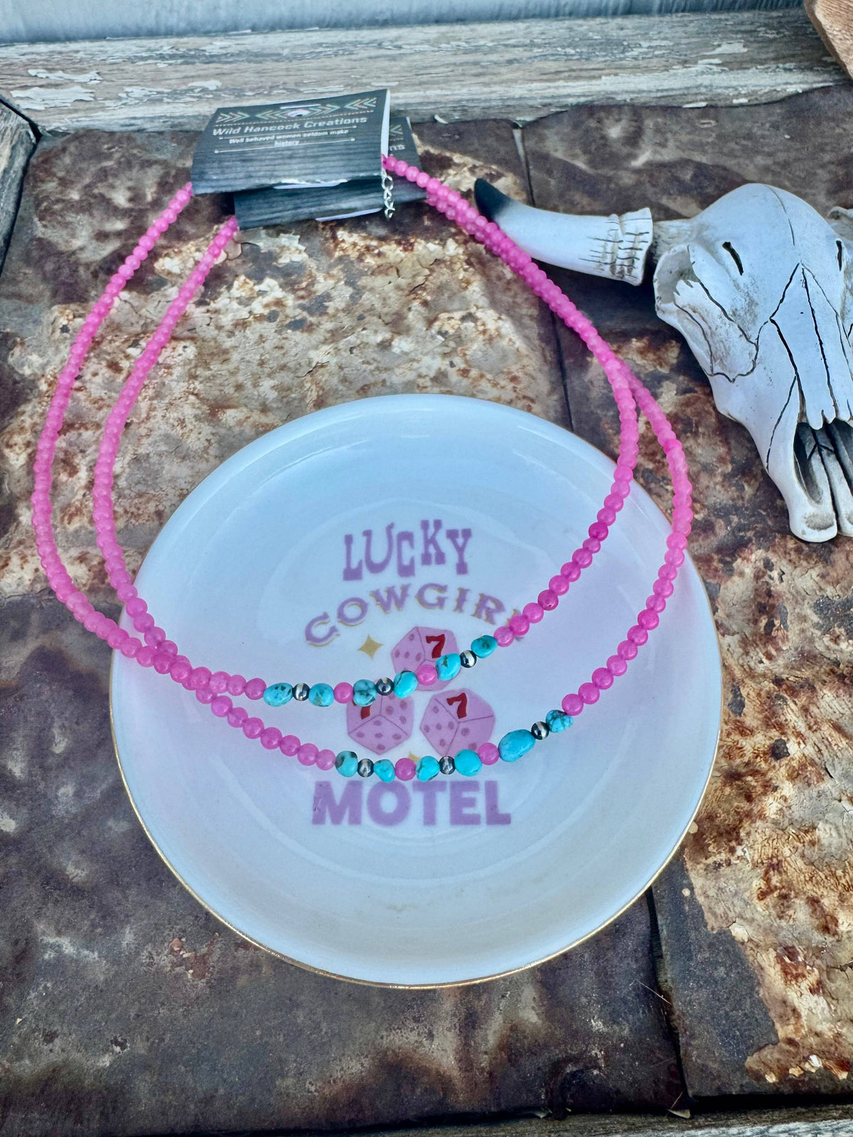 Pink Choker with Turquoise & Navajo Pearls/Western Choker
