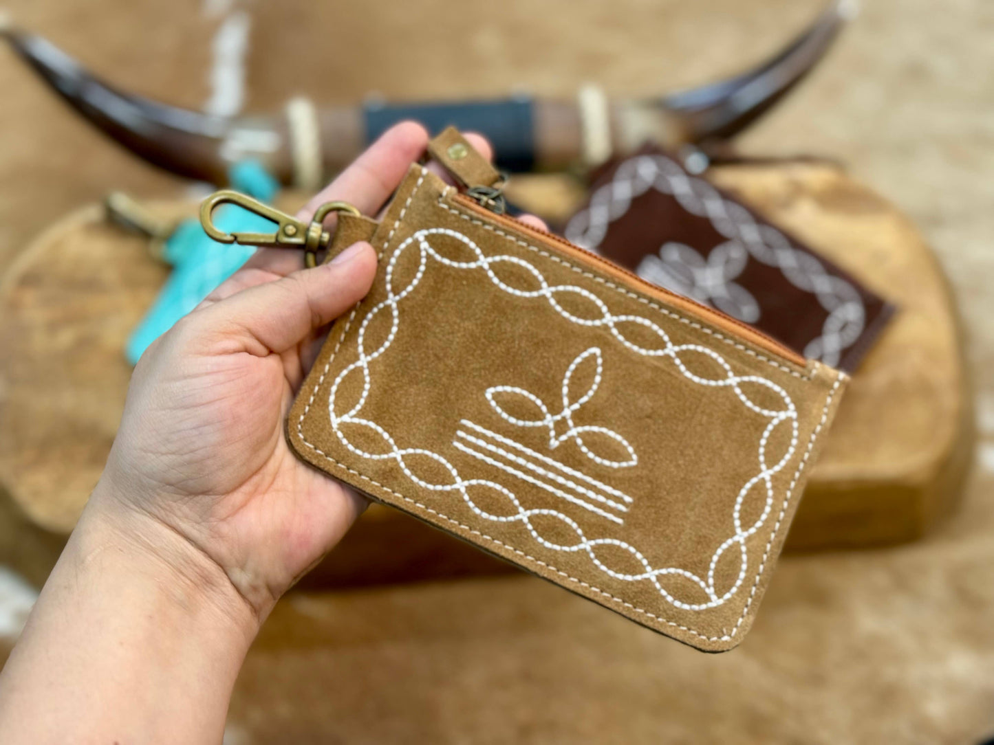 Boot Stitch Card Holder with Snap-on Clip