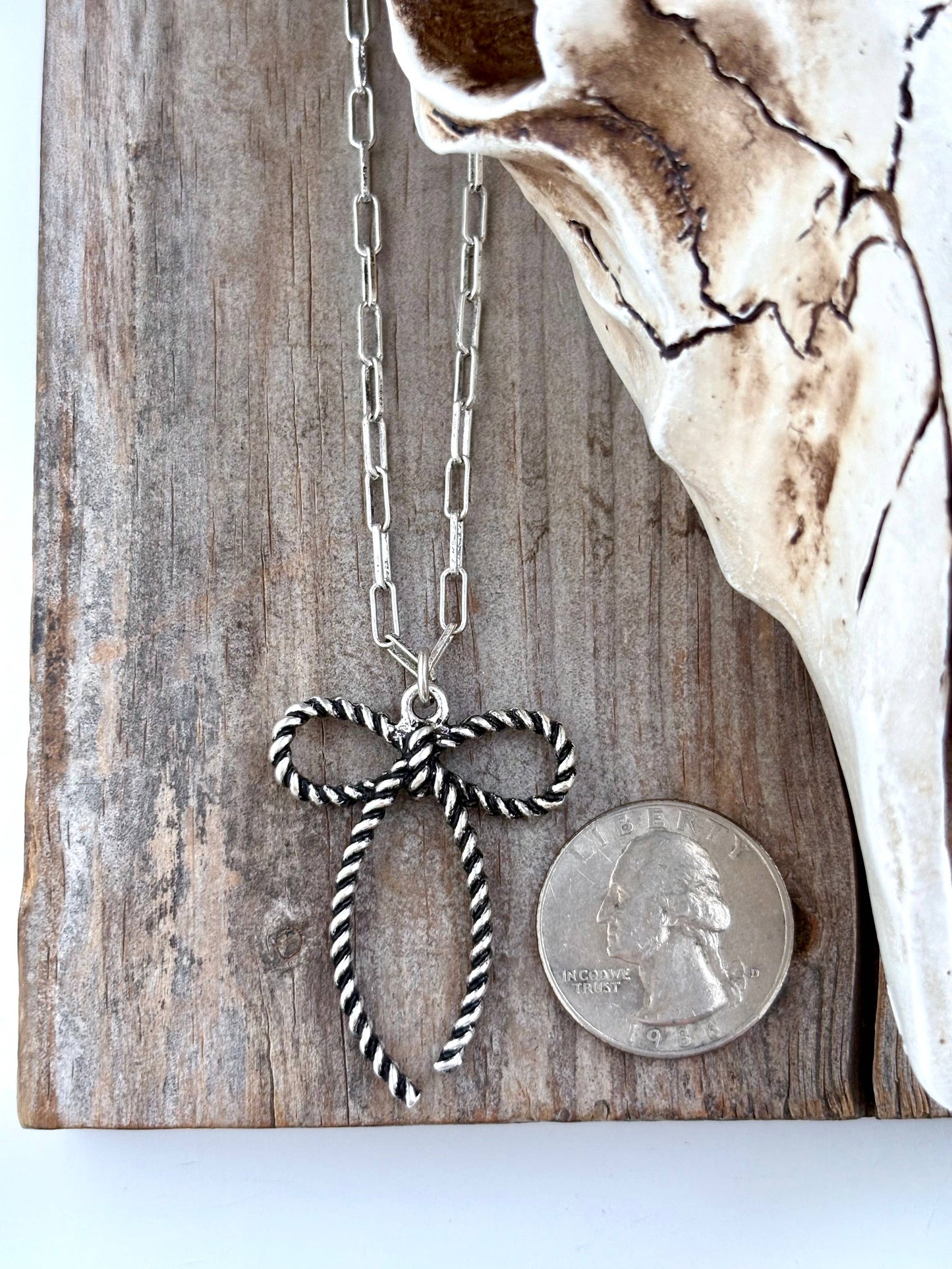 Coquette Bow, Ribbon Pendant Chain Necklace