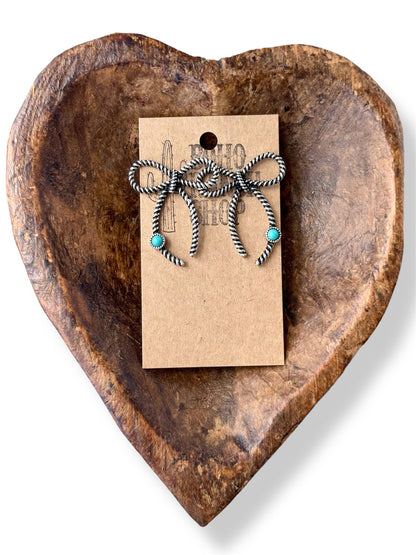 Coquette Bow with Stone Stud Earrings