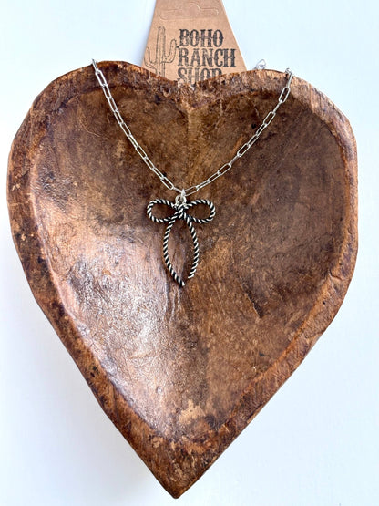 Coquette Bow, Ribbon Pendant Chain Necklace