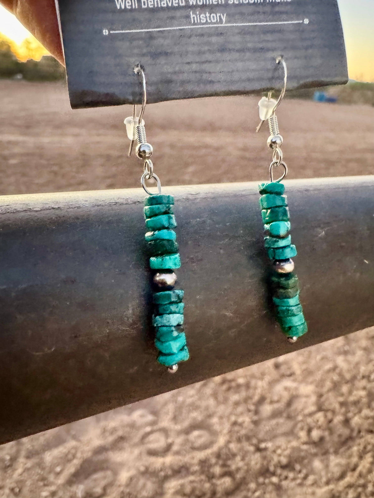 Real Turquoise Earrings/Navajo Pearl Earrings/Western Style