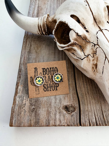 Flower Round Stud Earrings