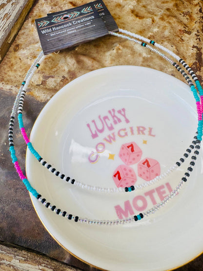 90s Neon Choker/Seed Bead Choker/Small Choker/Western