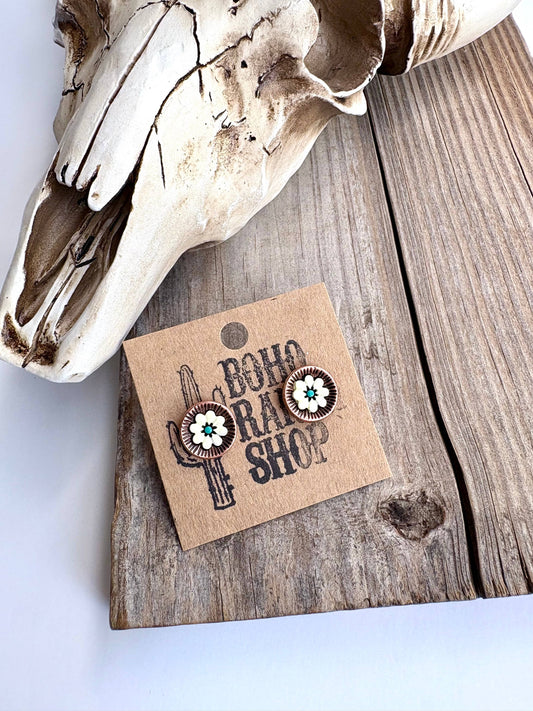 Flower Round Stud Earrings